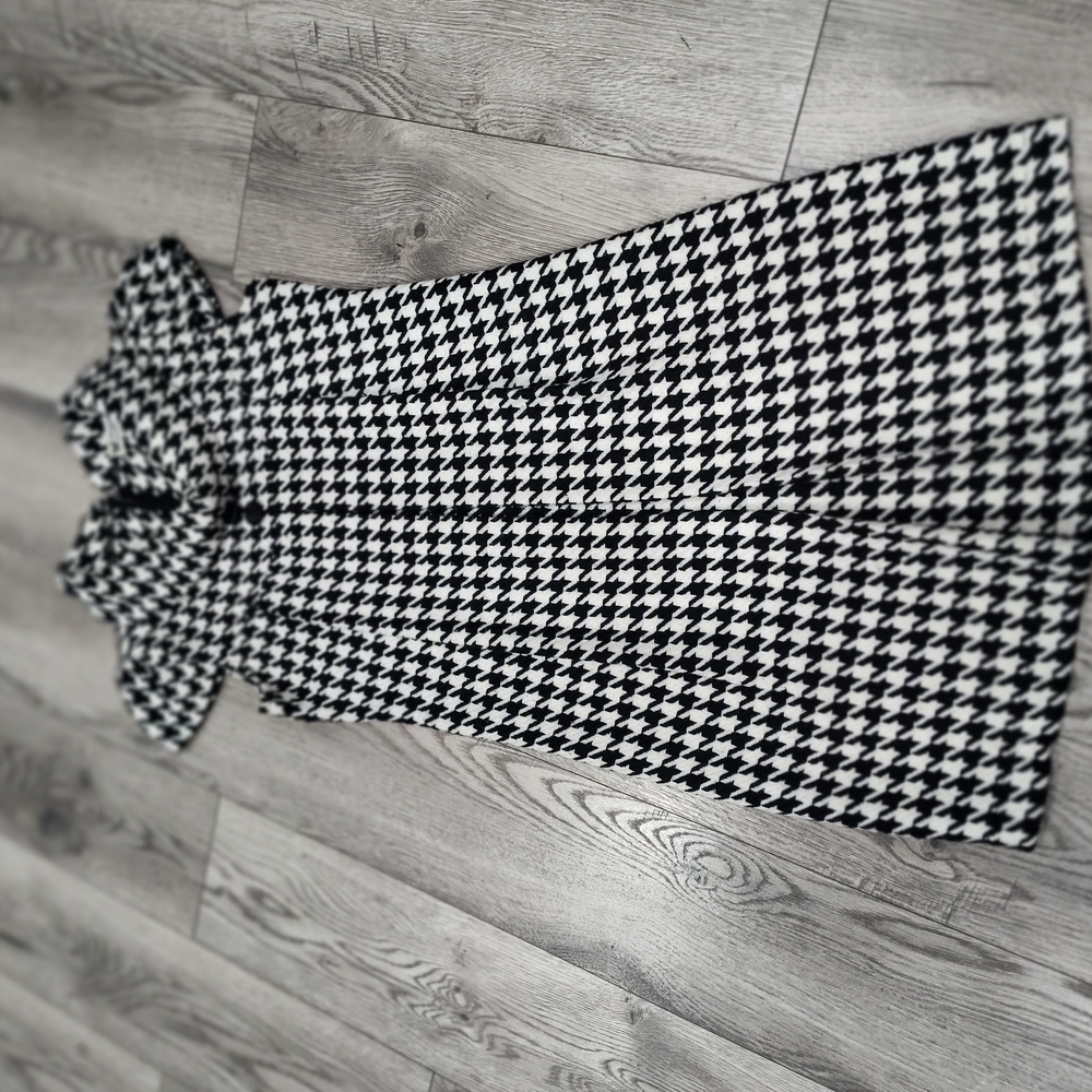 Papillon Blanc Black & White Houndstooth Midi Dress